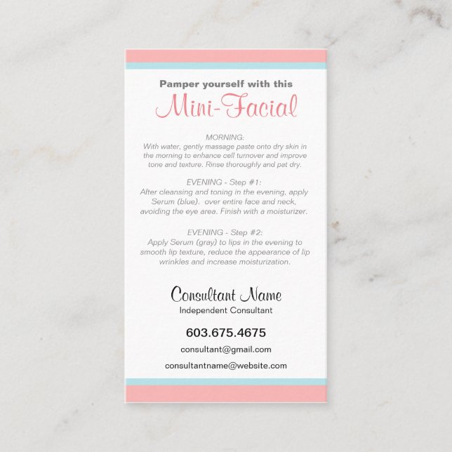 Visita Tarjeta de instrucciones Mini-Facial (Anverso)