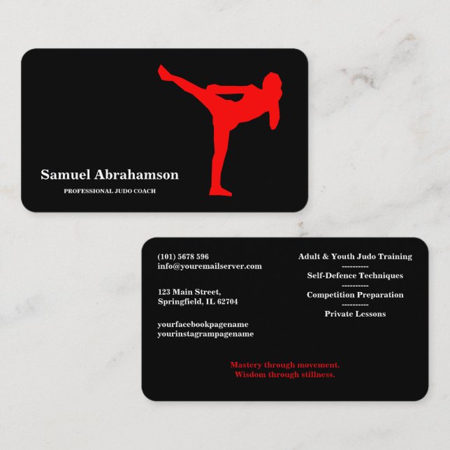 Visita Tarjeta de instructor de Judo personalizada  (Anverso / Reverso)