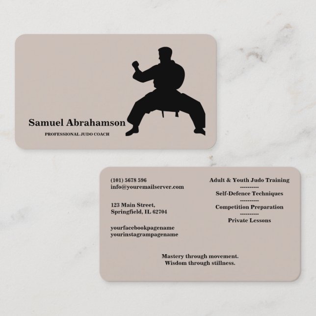 Visita Tarjeta de instructor de Judo personalizada  (Anverso / Reverso)
