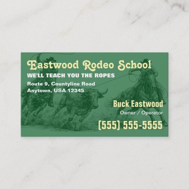 Visita Tarjeta de instructor de rodeo escolar | tarjeta d (Anverso)