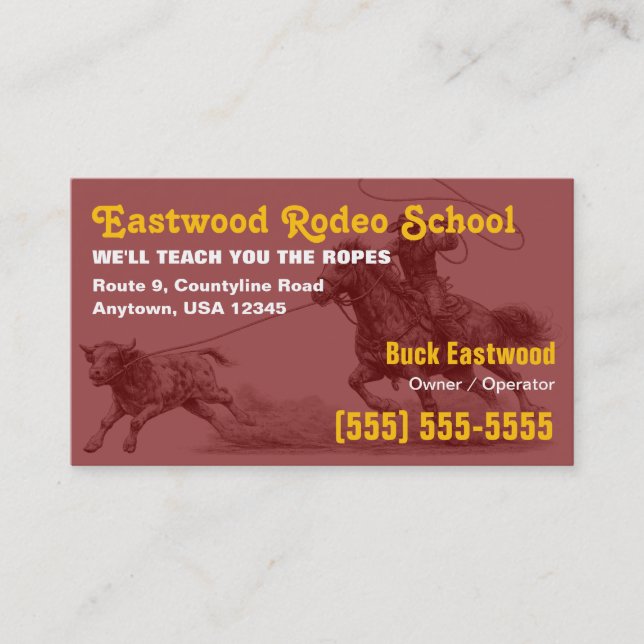 Visita Tarjeta de instructor de rodeo escolar | Tarjeta d (Anverso)