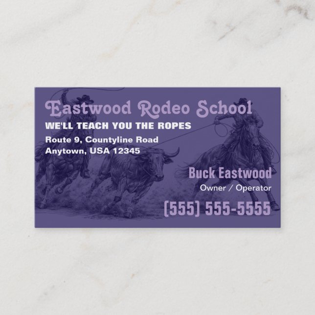 Visita Tarjeta de instructor de rodeo escolar | Tarjeta d (Anverso)