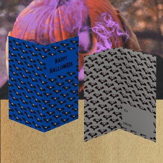 Visita Tarjeta de intercambio Bat Pattern Halloween Blue