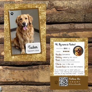 Visita Tarjeta de intercambio de perro de terapia brillo 