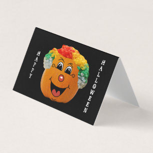 Visita Tarjeta de intercambio Jack o' Lantern Clown Face 