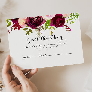 Visita Tarjeta de juego de adivinanza de color burdeos ro