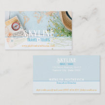 Tarjeta de la Agencia de Viajes Azul Pastel