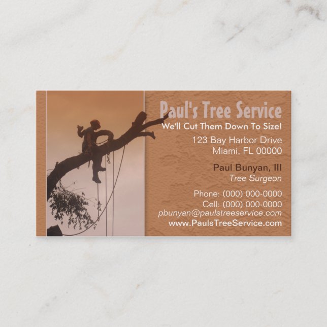 Visita Tarjeta de la empresa de servicios del árbol (Anverso)