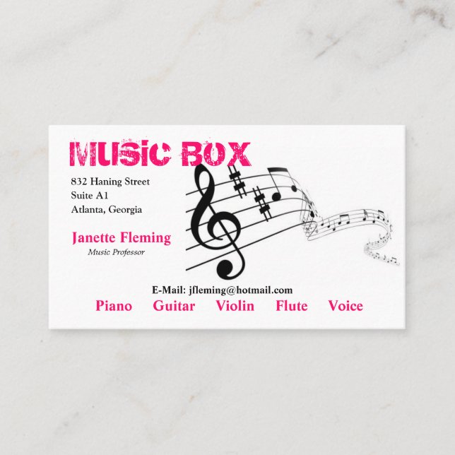 Visita Tarjeta de la industria musical (Anverso)