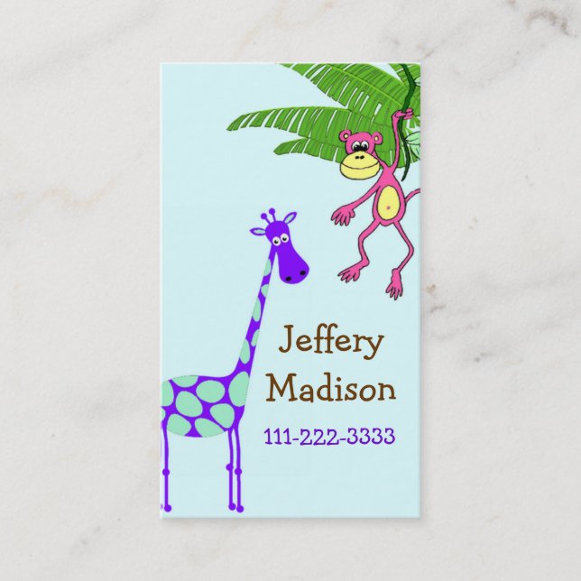 Visita Tarjeta de la seguridad del niño del mono y de la (Anverso)