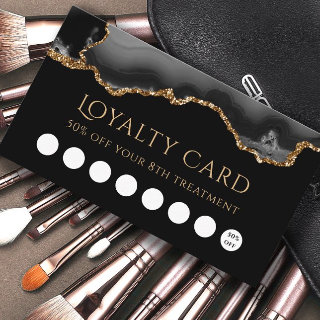 Visita tarjeta de lealtad agato de oro y negro (Subido por el creador)