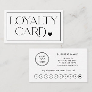 Visita Tarjeta de Lealtad Blanca Simple Elegante Profesio