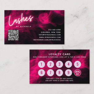 Visita Tarjeta de Lealtad con Código QR de Pink Neon & Sm