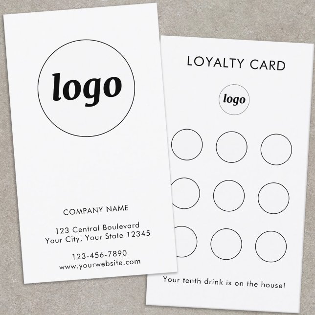 Visita Tarjeta de Lealtad de Cliente de Texto de Logo Sim (Simple logo with custom text business branding promotional customer loyalty cards)