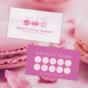 Visita Tarjeta de Lealtad de Macarons de Acuarela Rosa Li