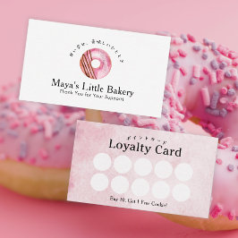 Visita Tarjeta de Lealtad de Panadería de Donut Rosa Lind