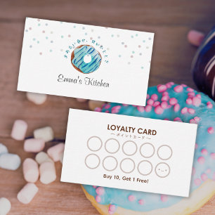 Visita Tarjeta de Lealtad de Panadería Dulce Donut Azul C