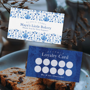 Visita Tarjeta de Lealtad de Panadería Elegante Azul Mari