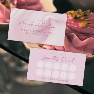 Visita Tarjeta de Lealtad de Panadería Script Rosa Pastel