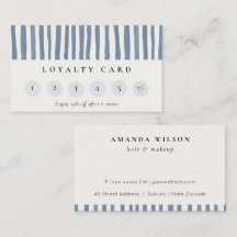 Tarjeta de Lealtad de Tiras de Acuarela Azul Chic 