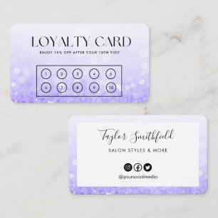 Visita Tarjeta de Lealtad Elegante Purpurina Purple Faux
