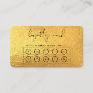 Visita Tarjeta de Lealtad Personalizado Elegante de Oro