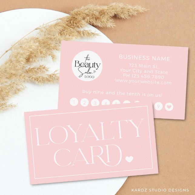 Visita Tarjeta de Lealtad Profesional Moderna Simple Rosa (The front + back of the card are shown in standard size. Choose size, paper + corner style.)