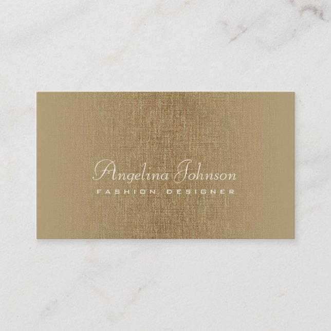 Visita Tarjeta de lino de bronce simple del diseñador de (Anverso)