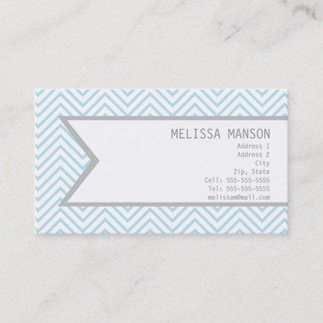 Visita Tarjeta de llamada Blue Chevron monogramada (Anverso)