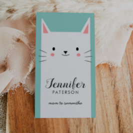 Visita Tarjeta de llamada de mamá Gato gatito blanco