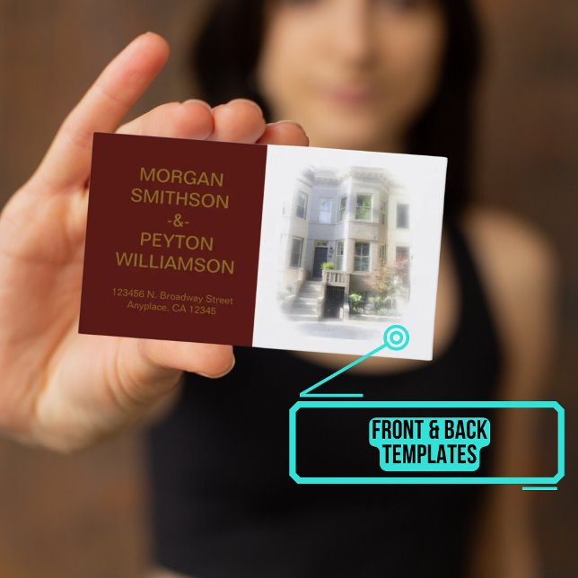 Visita Tarjeta de llamadas de parejas - Foto con Burgandy (This design has easily customizable templates for text and photo.)