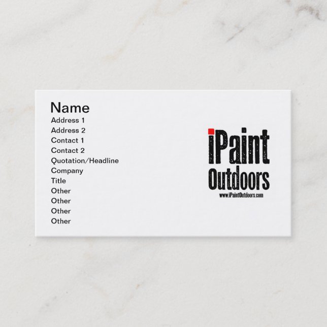 Visita tarjeta de los iPaintOutdoors (Anverso)