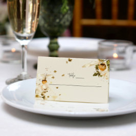 Visita Tarjeta de lugar de boda de flor silvestre de otoñ
