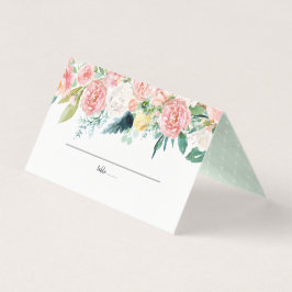 Visita Tarjeta de lugar de boda floral de verano sonrojad
