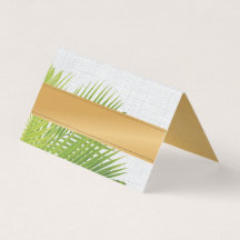 Tarjeta de lugar de la hoja de palma tropical