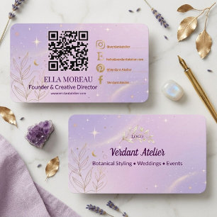Visita Tarjeta de Marca Elegante Lavanda Claro con Código