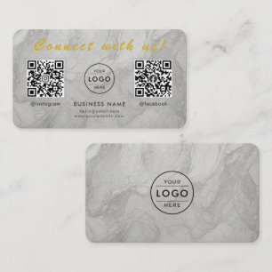 Visita Tarjeta de mármol blanco moderno con código QR dua