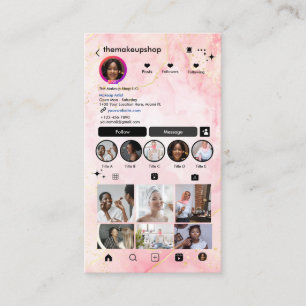 Visita Tarjeta de mármol rosa de Instagram Código QR Rede