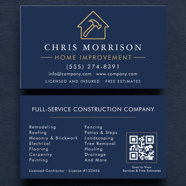 Visita Tarjeta de Mejora del Hogar Código QR Azul Marino  (Subido por el creador)