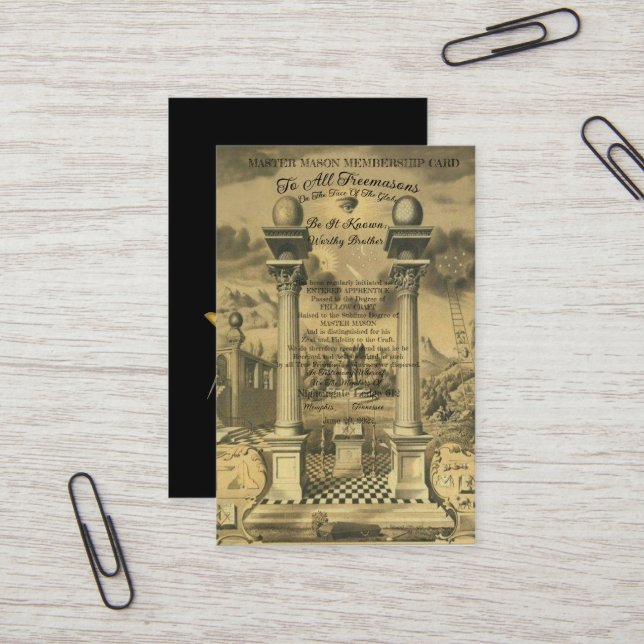 Visita Tarjeta de membresía de Freemason (Anverso/Reverso In Situ)