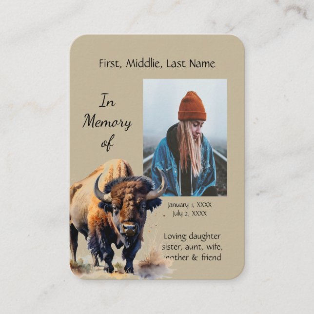 Visita Tarjeta de memoria conmemorativa Watercolor Bison  (Anverso)