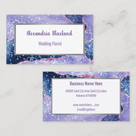 VISITA TARJETA DE NEGOCIO BLANCA PURPLE MARBLE ABSTRACT