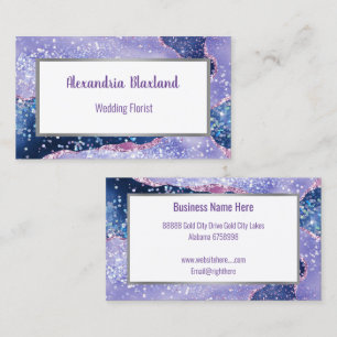VISITA TARJETA DE NEGOCIO BLANCA PURPLE MARBLE ABSTRACT