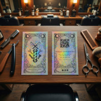Tarjeta de Negocio de Barbero | Barbería Holográfi