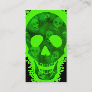 Visita Tarjeta de negocio de Big Skull verde vertical