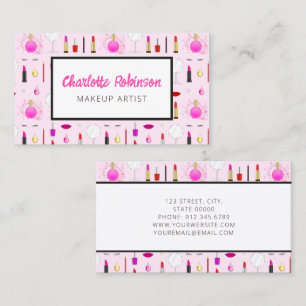 Visita Tarjeta de Negocio de Estilista de Maquillaje Rosa