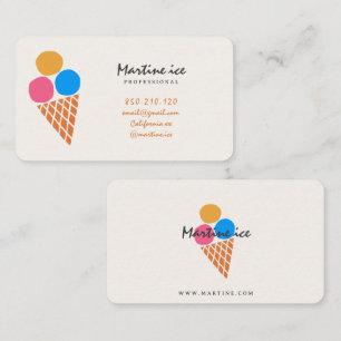 Visita Tarjeta de negocio de heladería minimalista retro