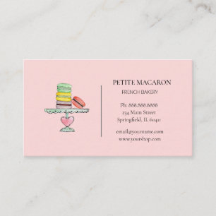 Visita Tarjeta de negocio de macarons de acuarela rosa pa