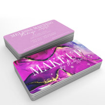 Tarjeta de Negocio de Maquillaje Acuarela Rosa Pur