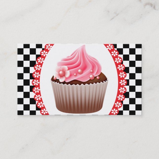 Visita Tarjeta de negocio de panadería de cupcakes rosa c (Anverso)